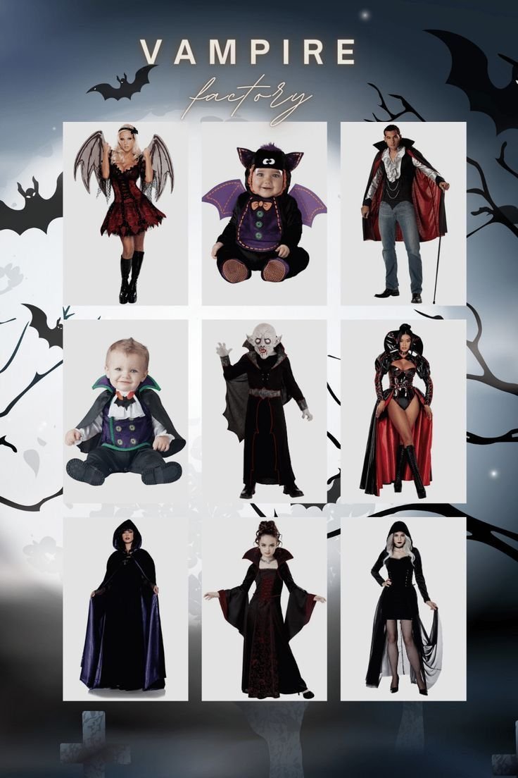 Collage of vampire Halloween costumes
